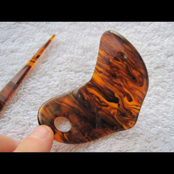 Goody 1999 Plastic Hair Barrette Stick Through Pin Heart Tortoiseshell Brown - Picture 5 of 9